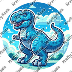 Blue Dinosaur 4 Circle Digital Design