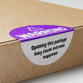 Purple Warning Happiness Circle Stickers