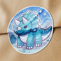 Blue Dinosaur 1 Circle Stickers