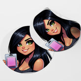 Black Hair Woman Wax Melt Avatar 3 Circle Stickers