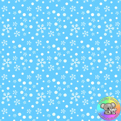 Blue Snowflakes & Snow Fabric