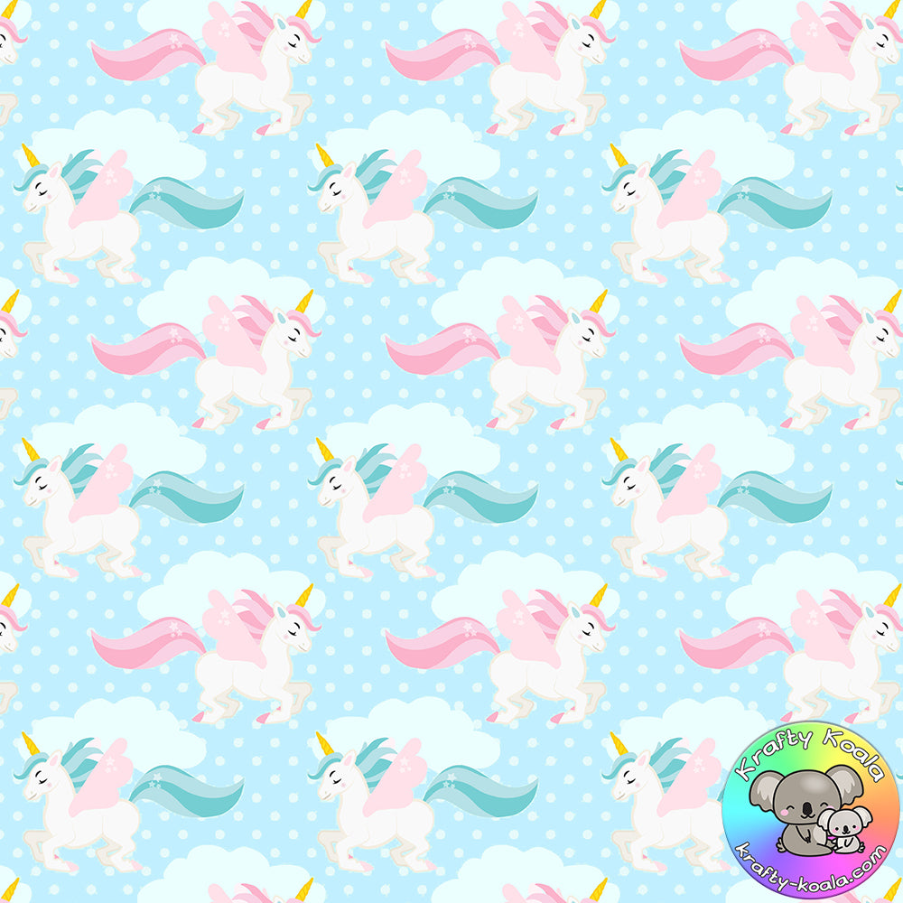 Blue Unicorns Fabric 2