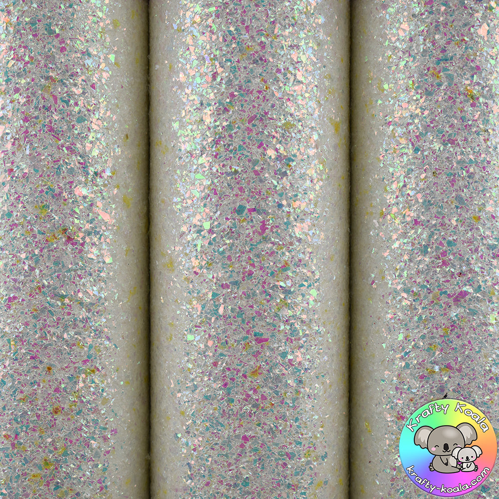 White Stained Glass Glitter Fabric