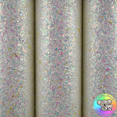 White Stained Glass Glitter Fabric