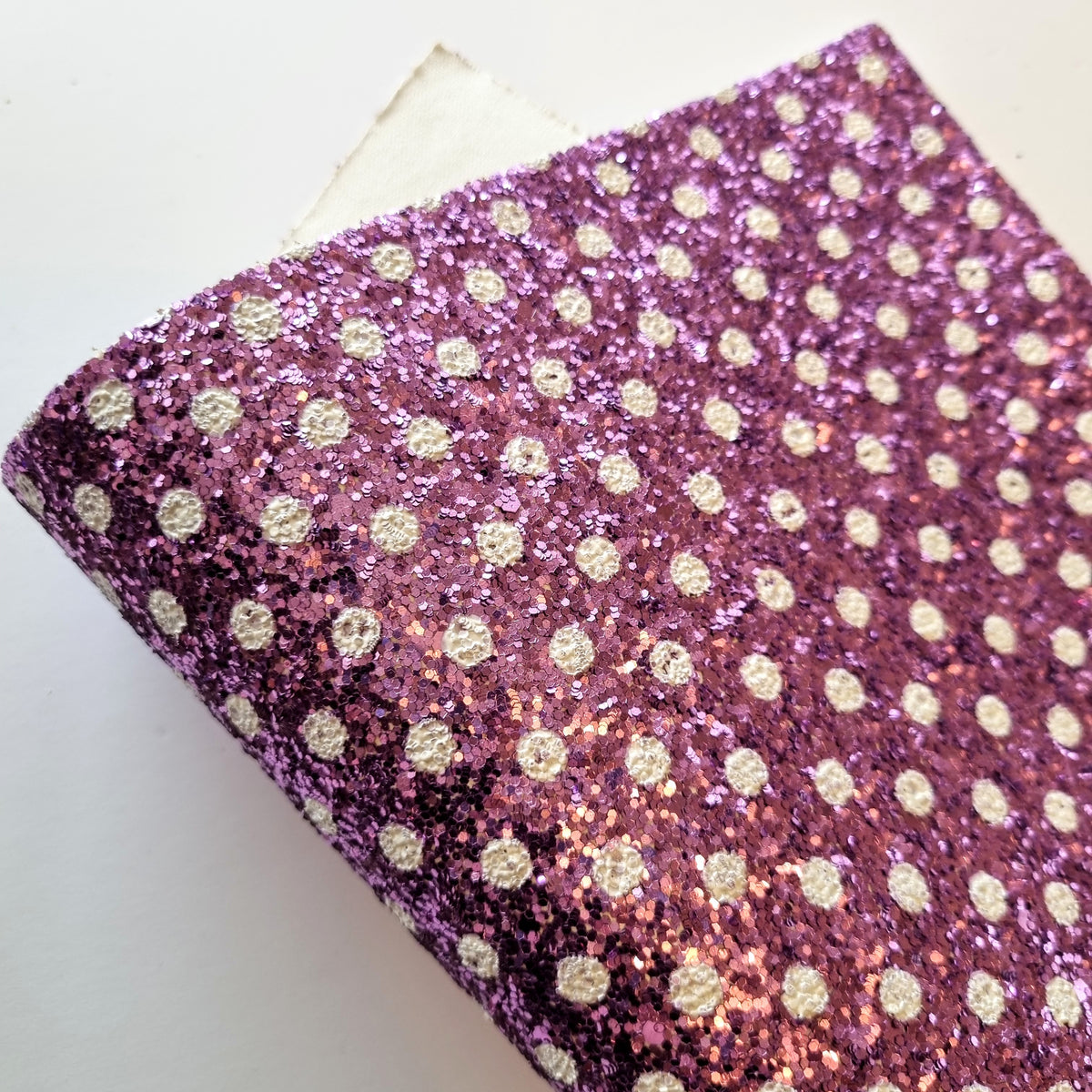 Purple Polka Dot Chunky Glitter Fabric