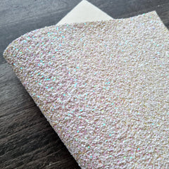 Iridescent White Chunky Glitter Fabric