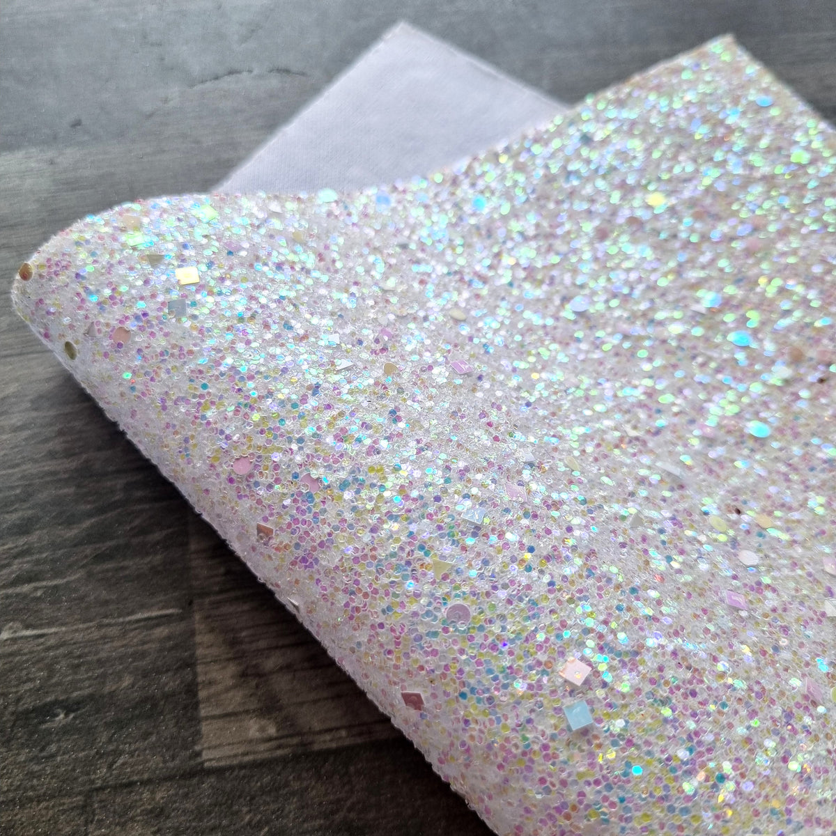 White Gemstones Chunky Glitter Fabric