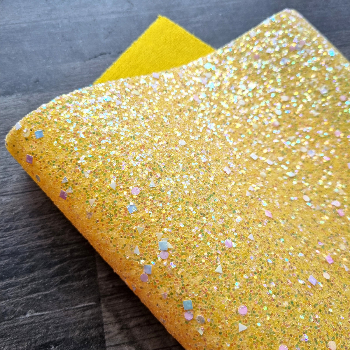 Yellow Gemstones Chunky Glitter Fabric