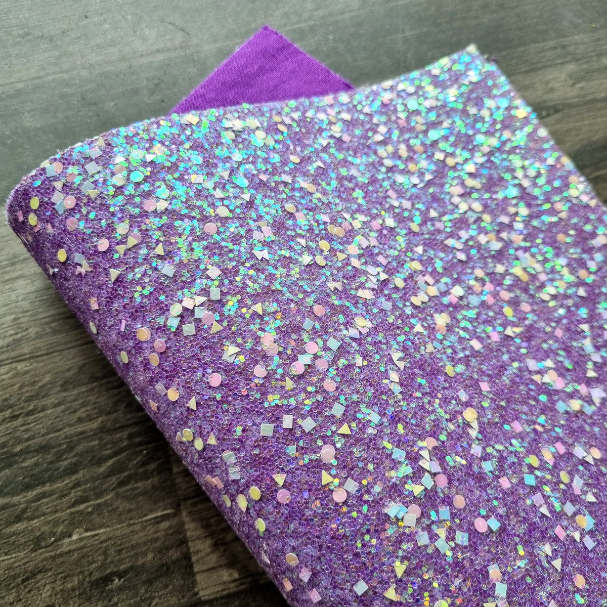 Purple Gemstones Chunky Glitter Fabric