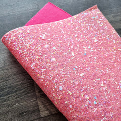 Hot Pink Gemstones Chunky Glitter Fabric