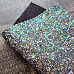 Black Gemstones Chunky Glitter Fabric