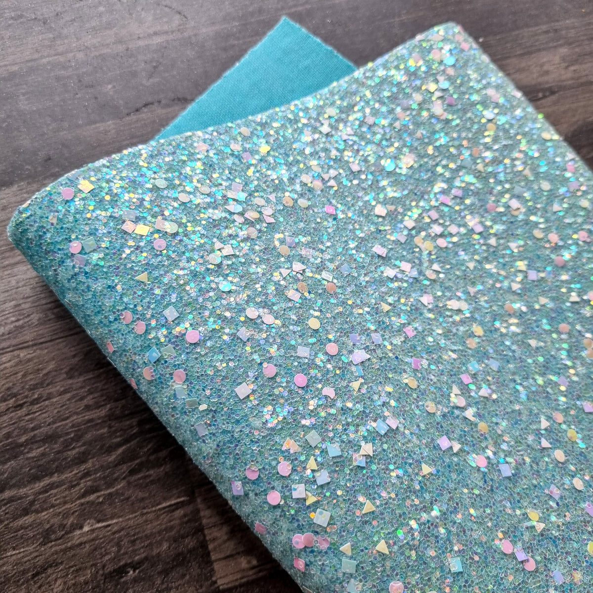 Aquamarine Gemstones Chunky Glitter Fabric