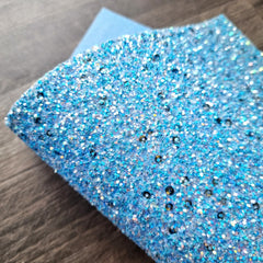 Blue Sequin Chunky Glitter Fabric