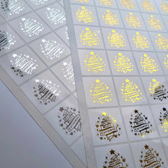 We Wish You A Merry Christmas Square Foil Stickers