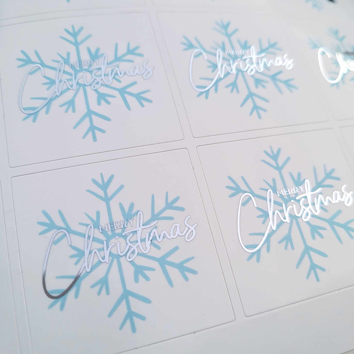 Merry Christmas Square Foil Stickers