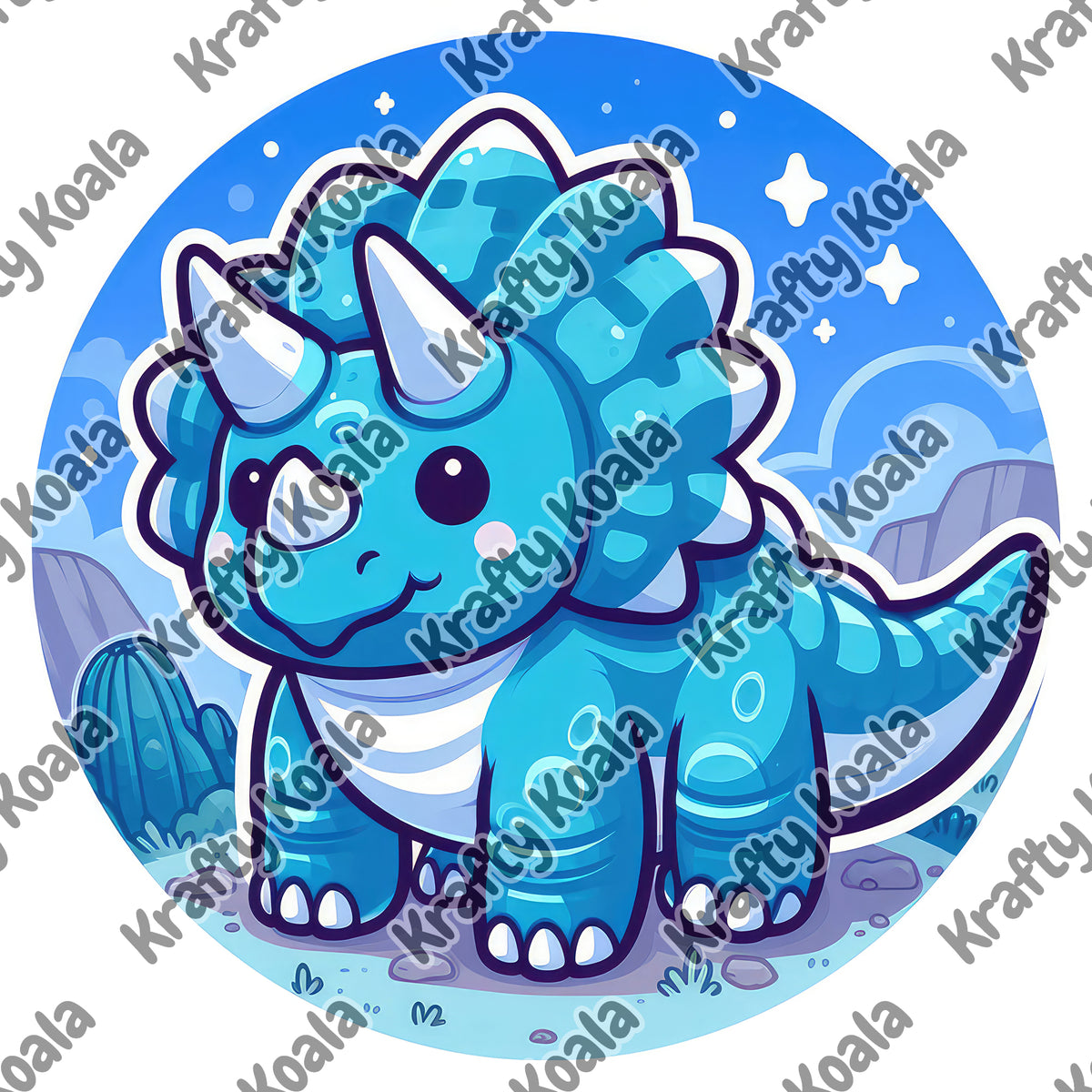 Blue Dinosaur 1 Circle Digital Design