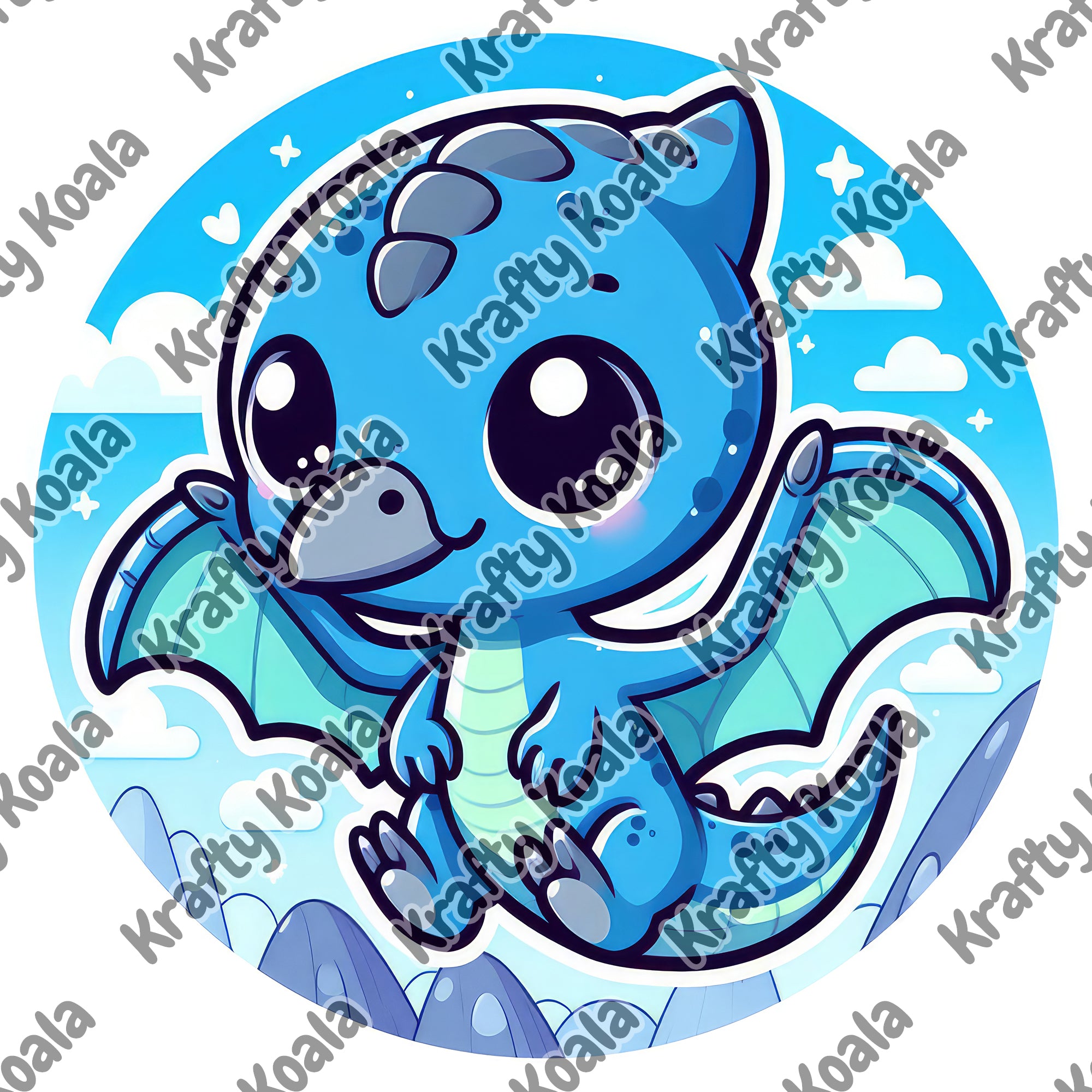 Blue Dinosaur 2 Circle Stickers