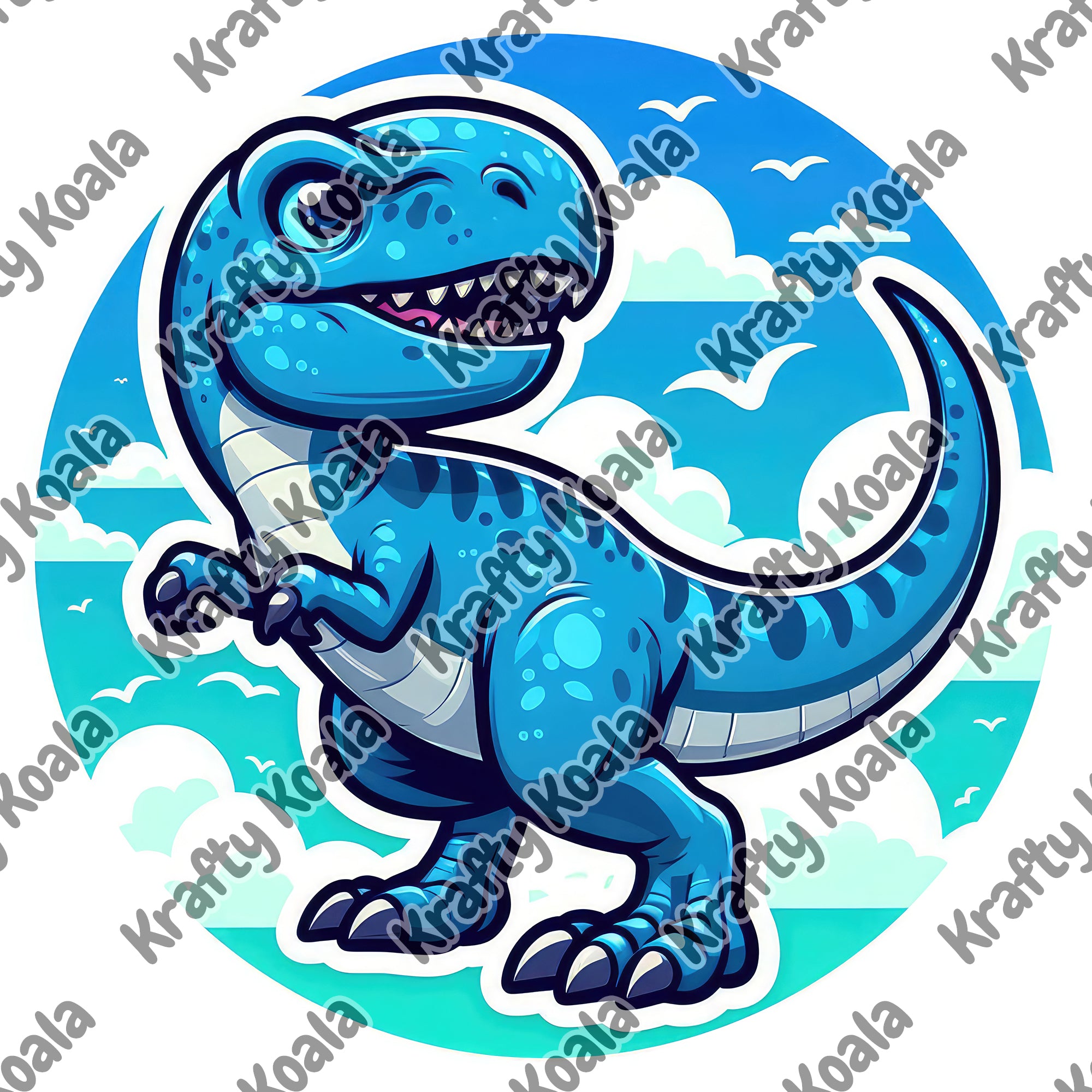 Blue Dinosaur 3 Circle Stickers