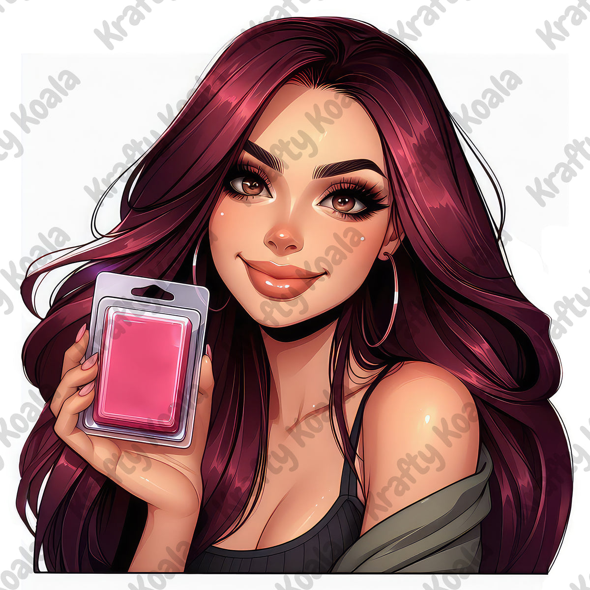 Burgundy Hair Woman Wax Melt Avatar 1 Digital Design