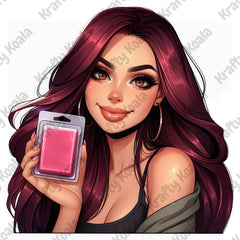 Burgundy Hair Woman Wax Melt Avatar 1 Circle Stickers