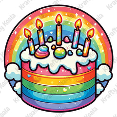 Birthday Cake Rainbow Circle Stickers