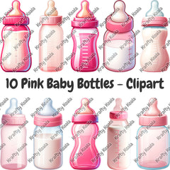 Pink Baby Bottles Digital Design Bundle