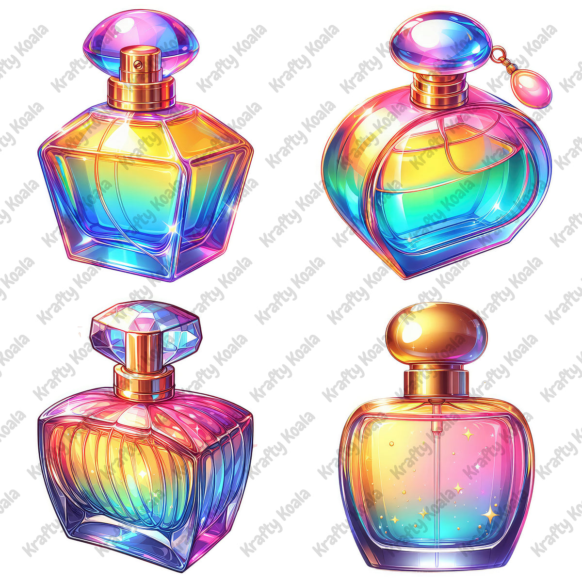 Rainbow Perfume Bottles Pack 1 Digital Design