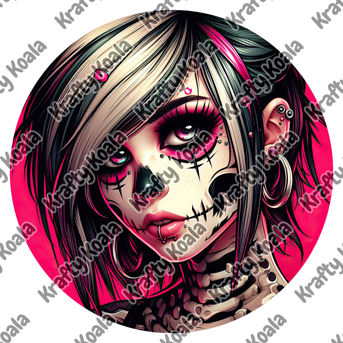 Emo Girl 1 Circle Digital Design