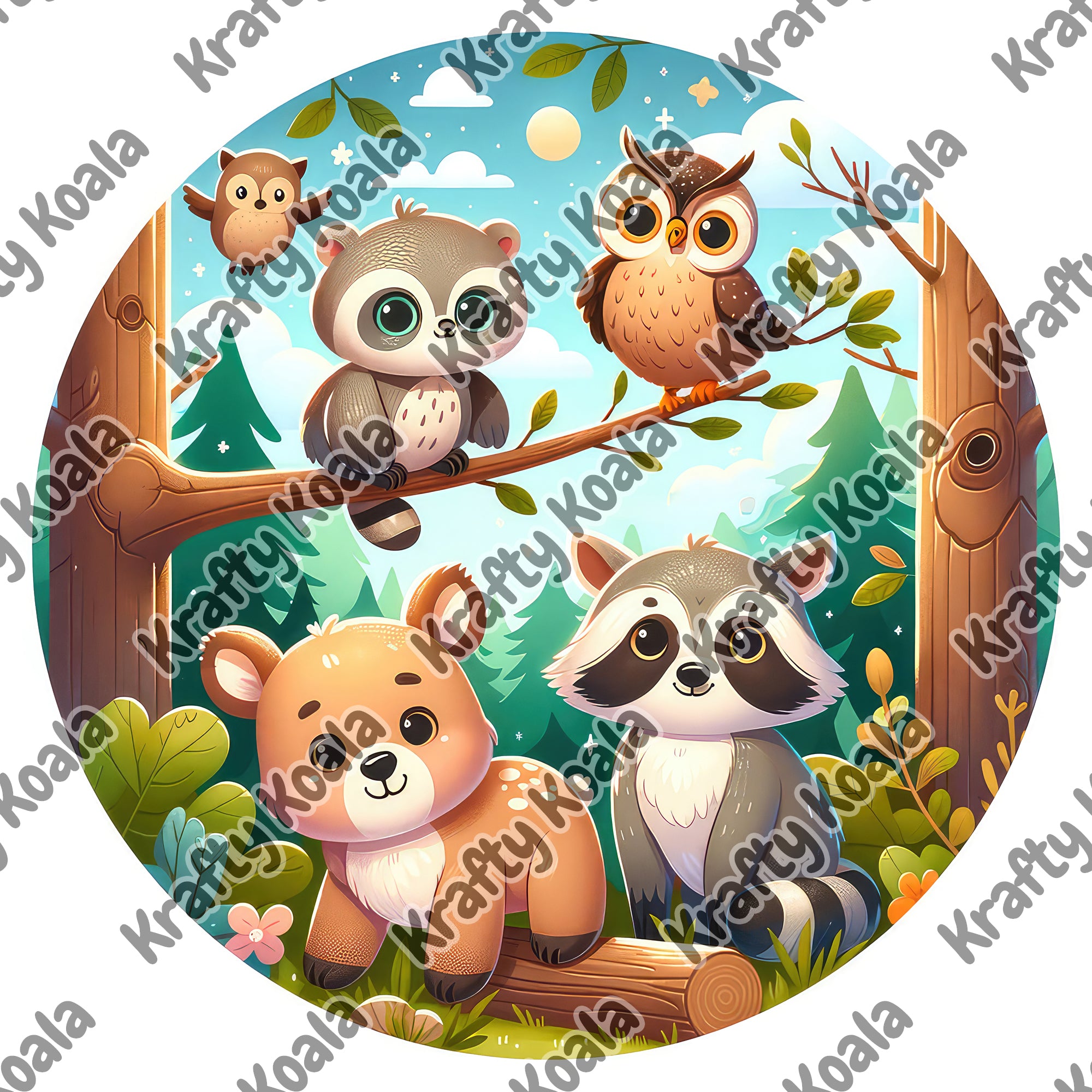 Forest Animals 1 Circle Stickers