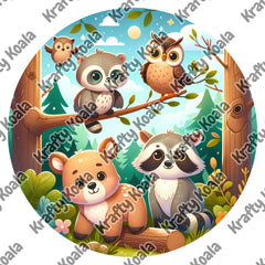 Forest Animals 1 Circle Digital Design