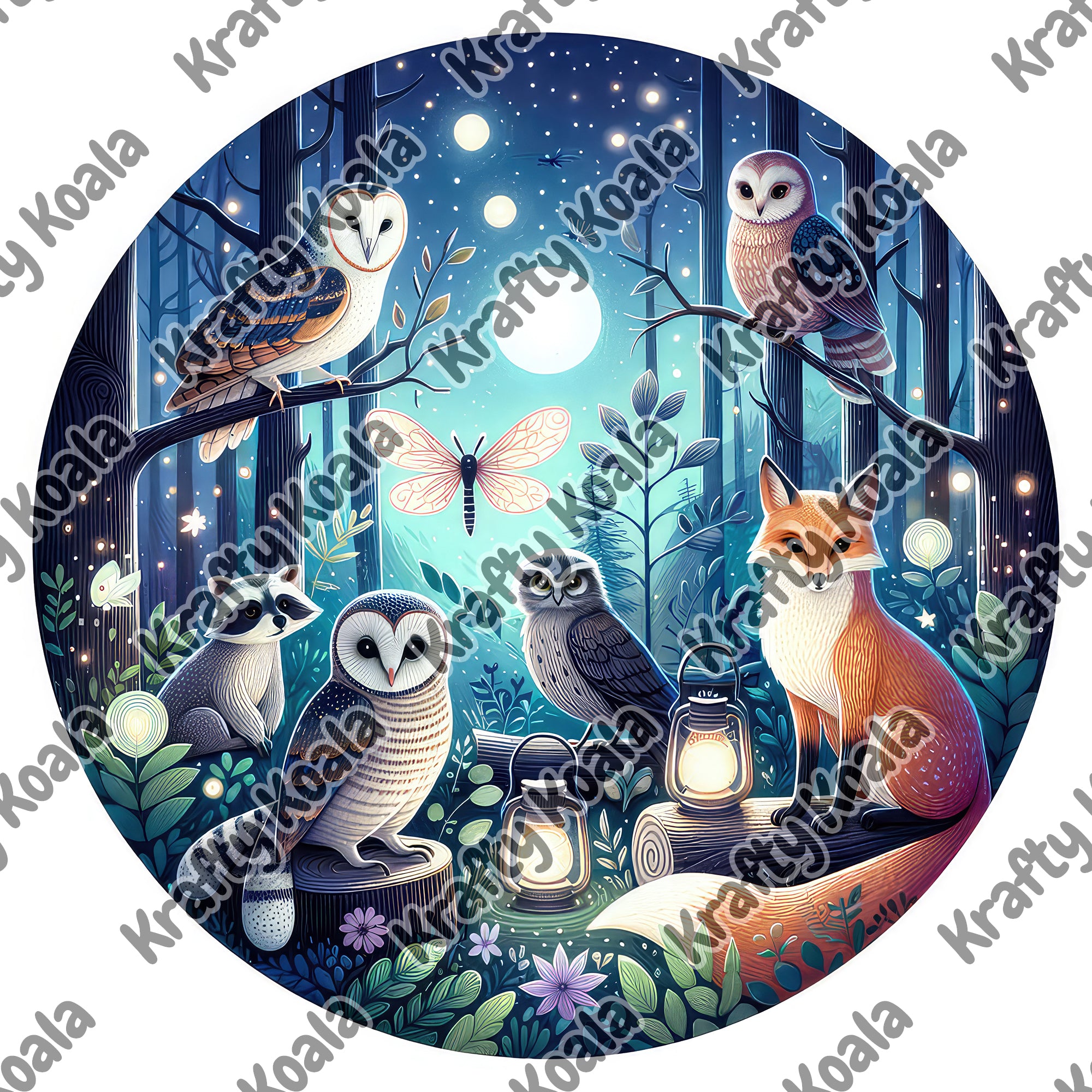 Forest Animals 2 Circle Stickers