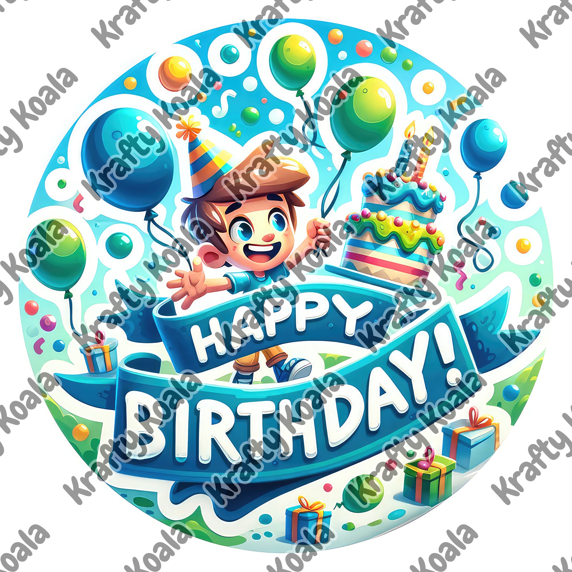 Happy Birthday 3 Circle Stickers