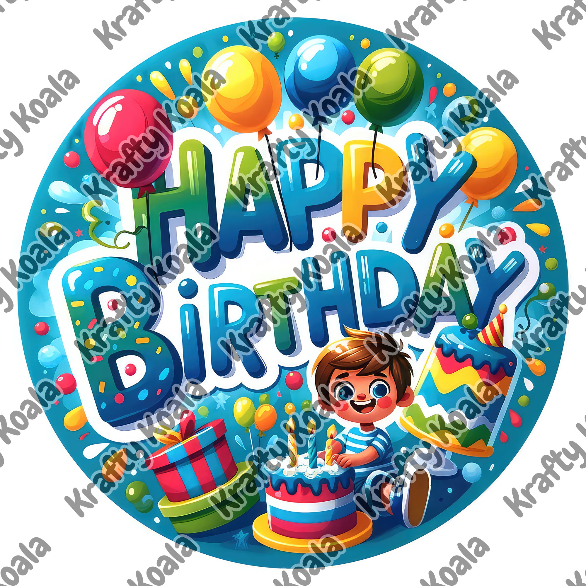 Happy Birthday 5 Circle Stickers