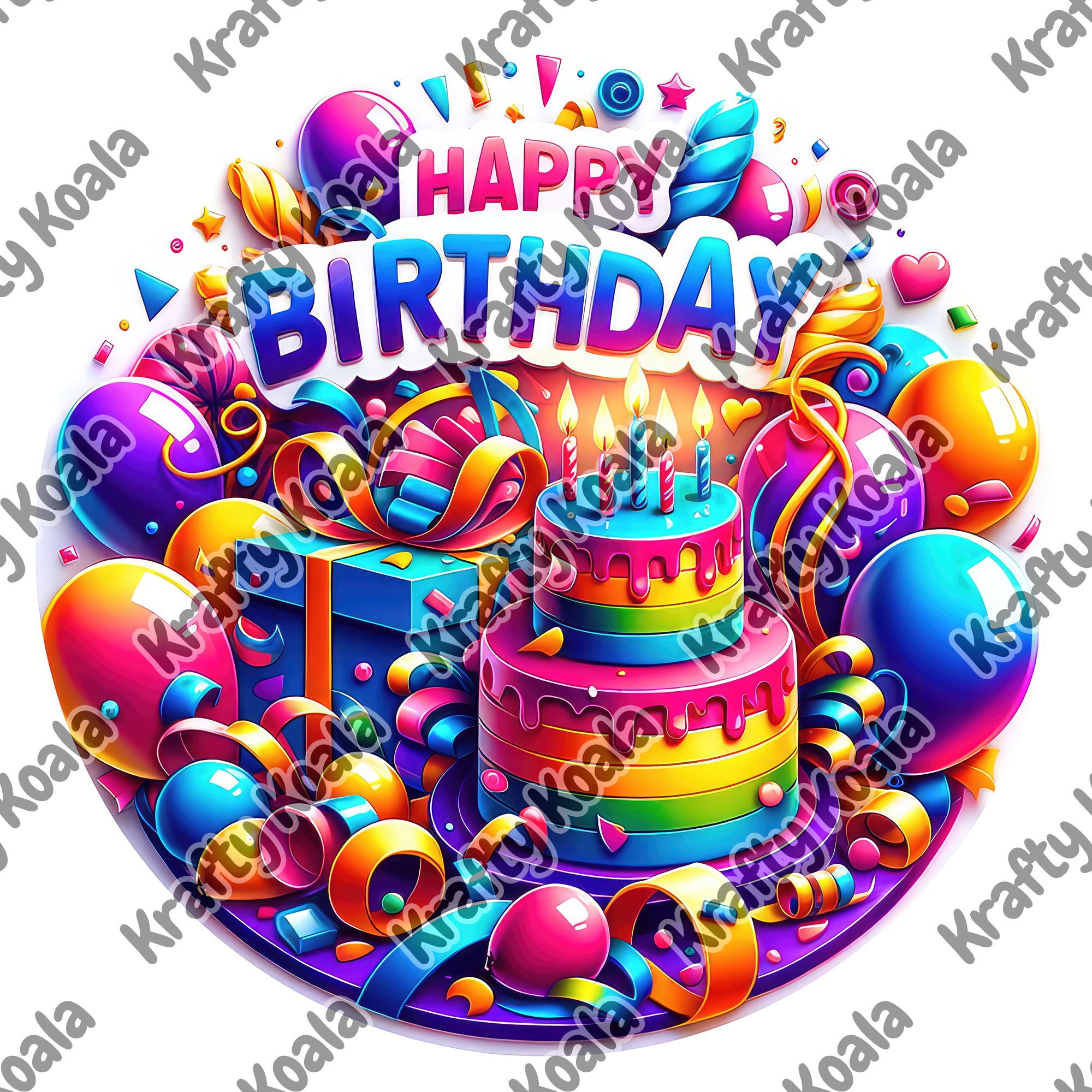 Happy Birthday 7 Circle Stickers