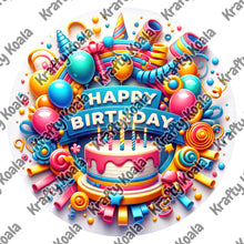 Load image into Gallery viewer, Happy Birthday 8 Circle Stickers