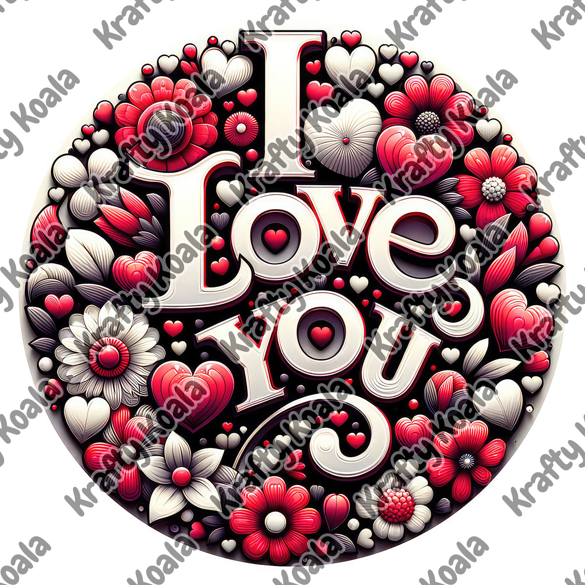 I Love You 2 Circle Digital Design