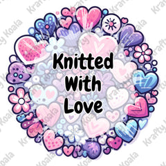 Knitted With Love Circle Stickers