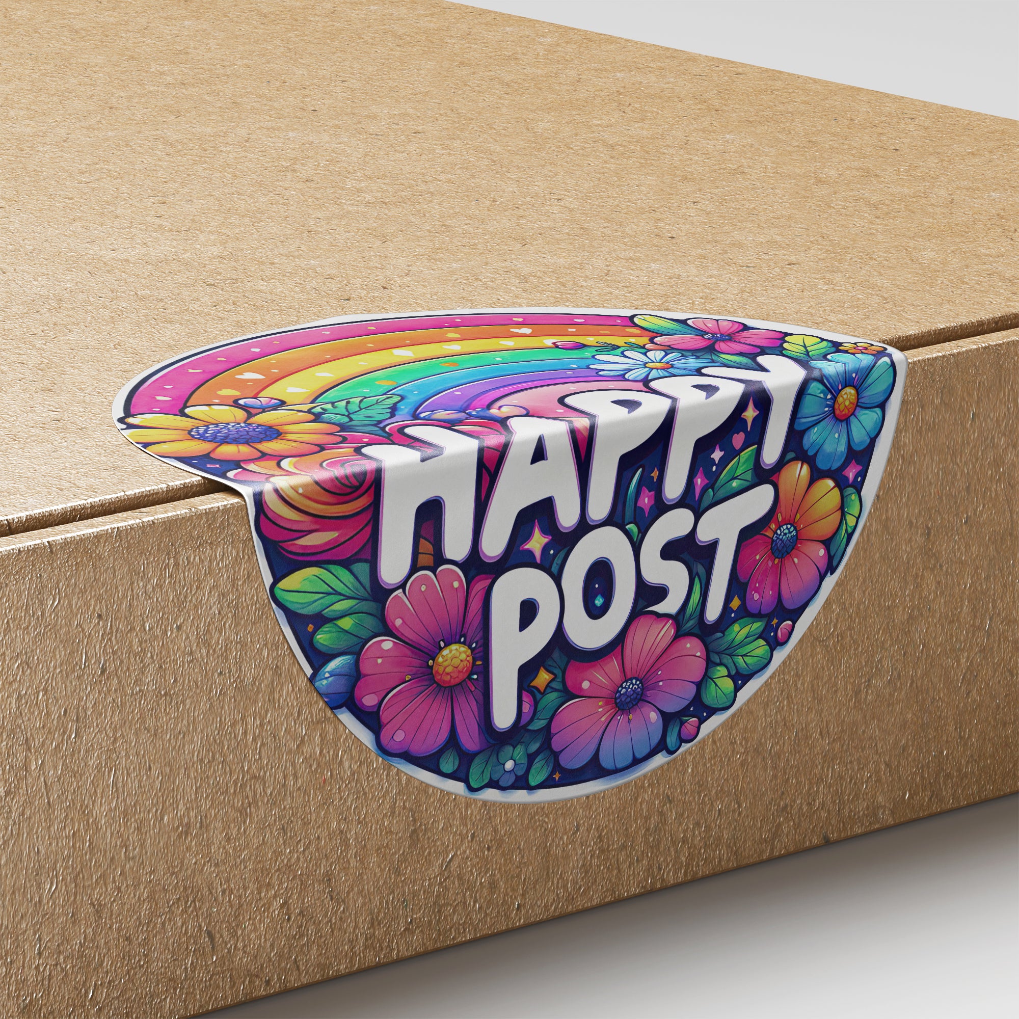 Rainbow Happy Post 1 Circle Stickers