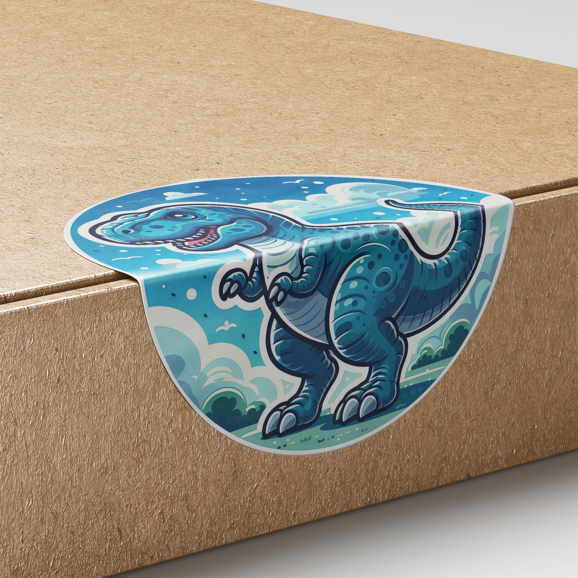 Blue Dinosaur 4 Circle Stickers