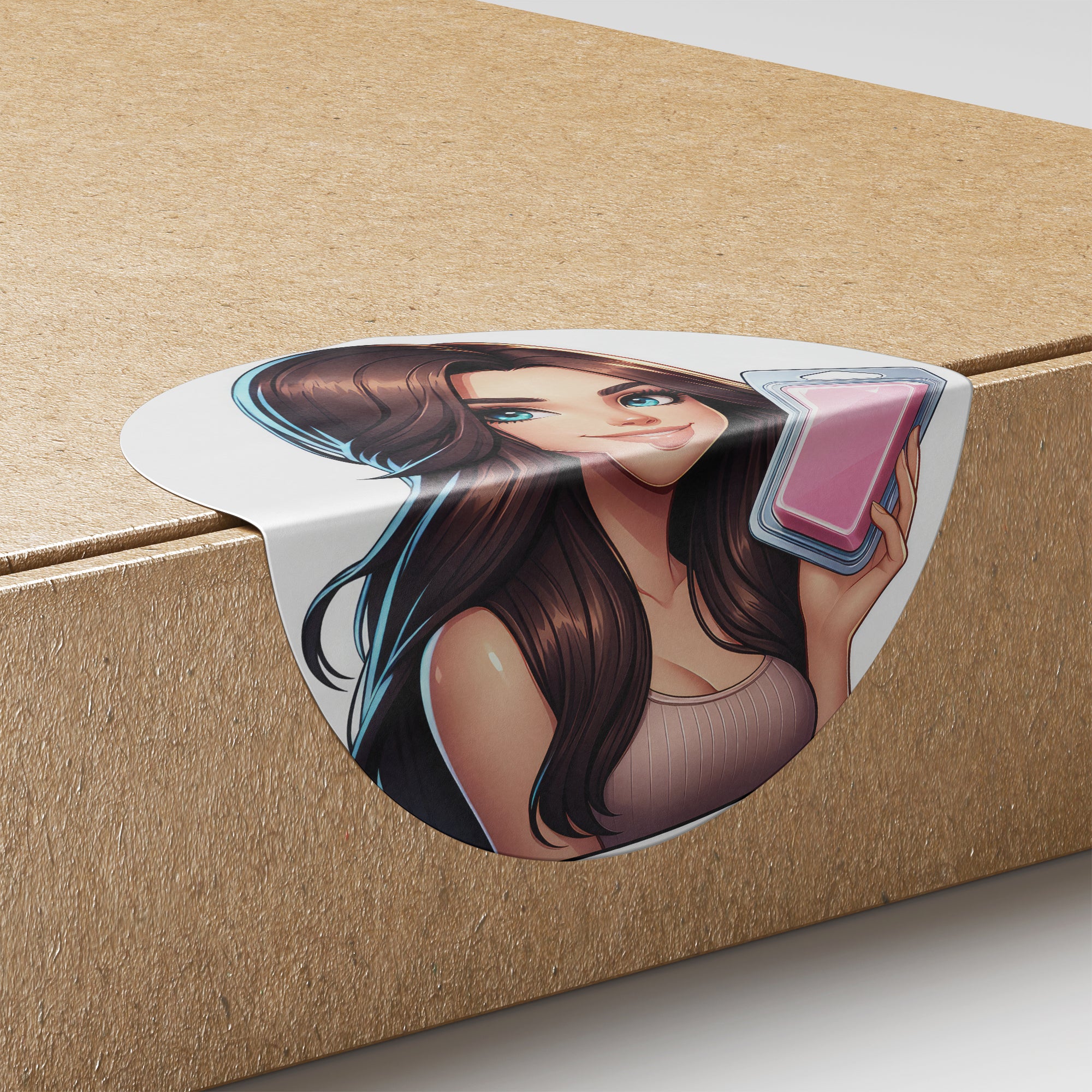 Brown Hair Woman Wax Melt Avatar 1 Circle Stickers