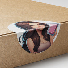Load image into Gallery viewer, Brown Hair Woman Wax Melt Avatar 1 Circle Stickers
