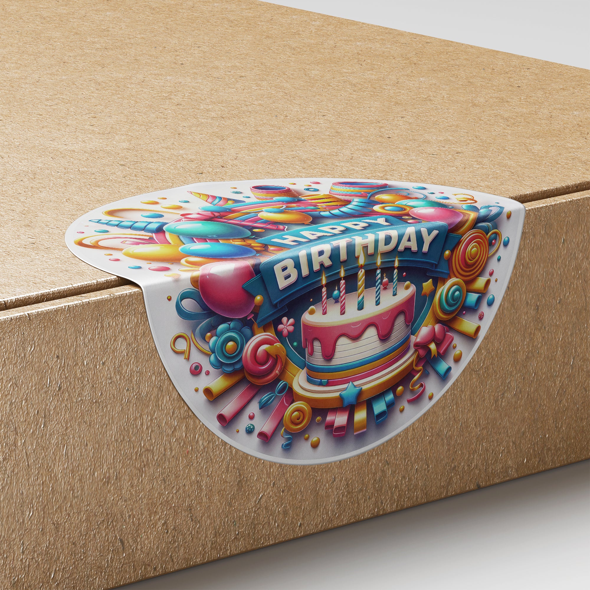 Happy Birthday 8 Circle Stickers