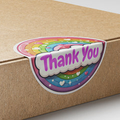 Rainbow Thank You 1 Circle Stickers