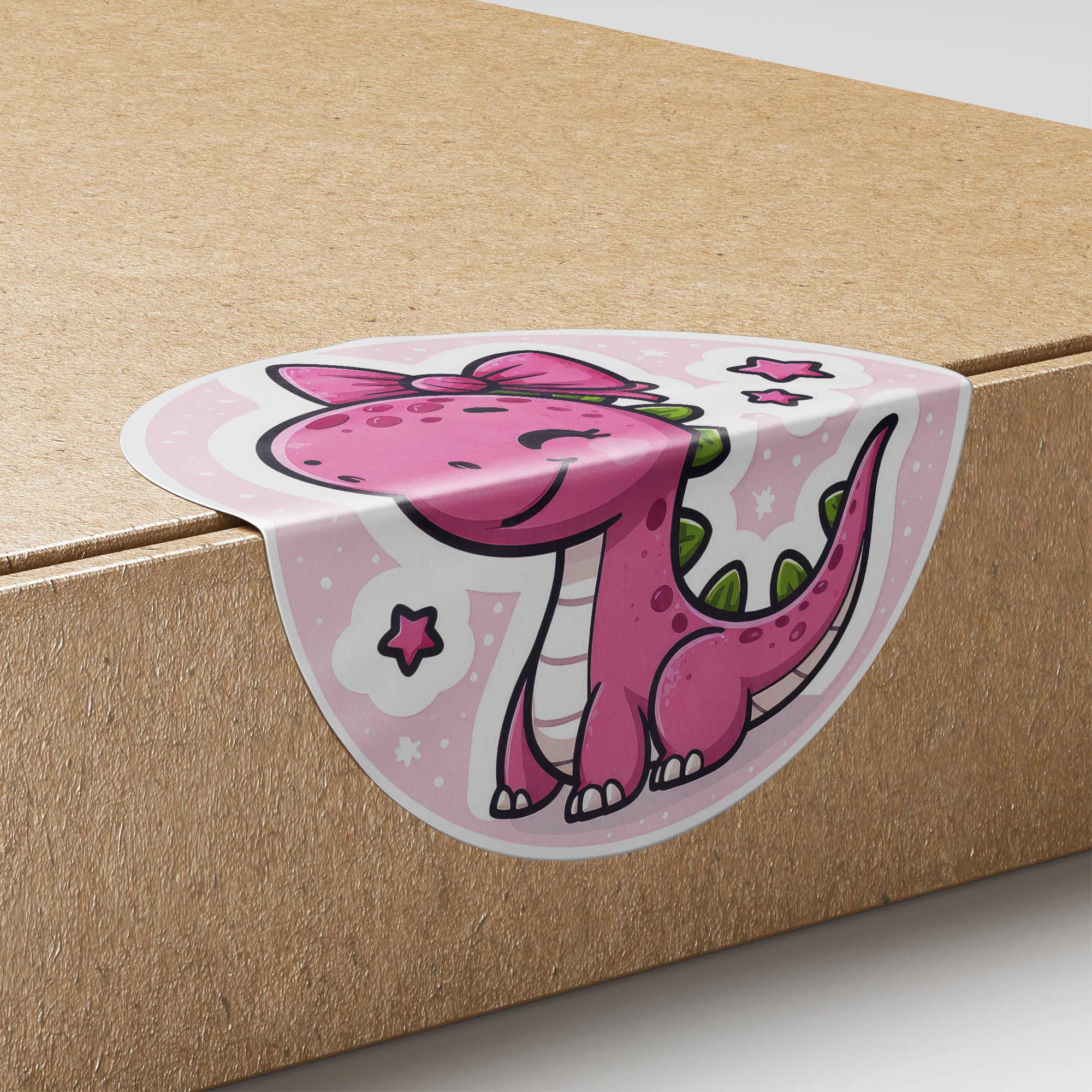 Pink Dinosaur 3 Circle Stickers