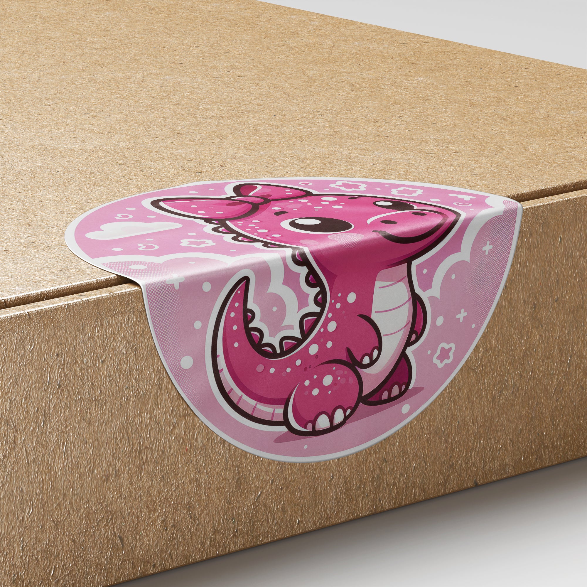 Pink Dinosaur 1 Circle Stickers