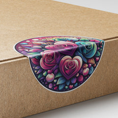 Rainbow Hearts & Roses 3 Circle Stickers