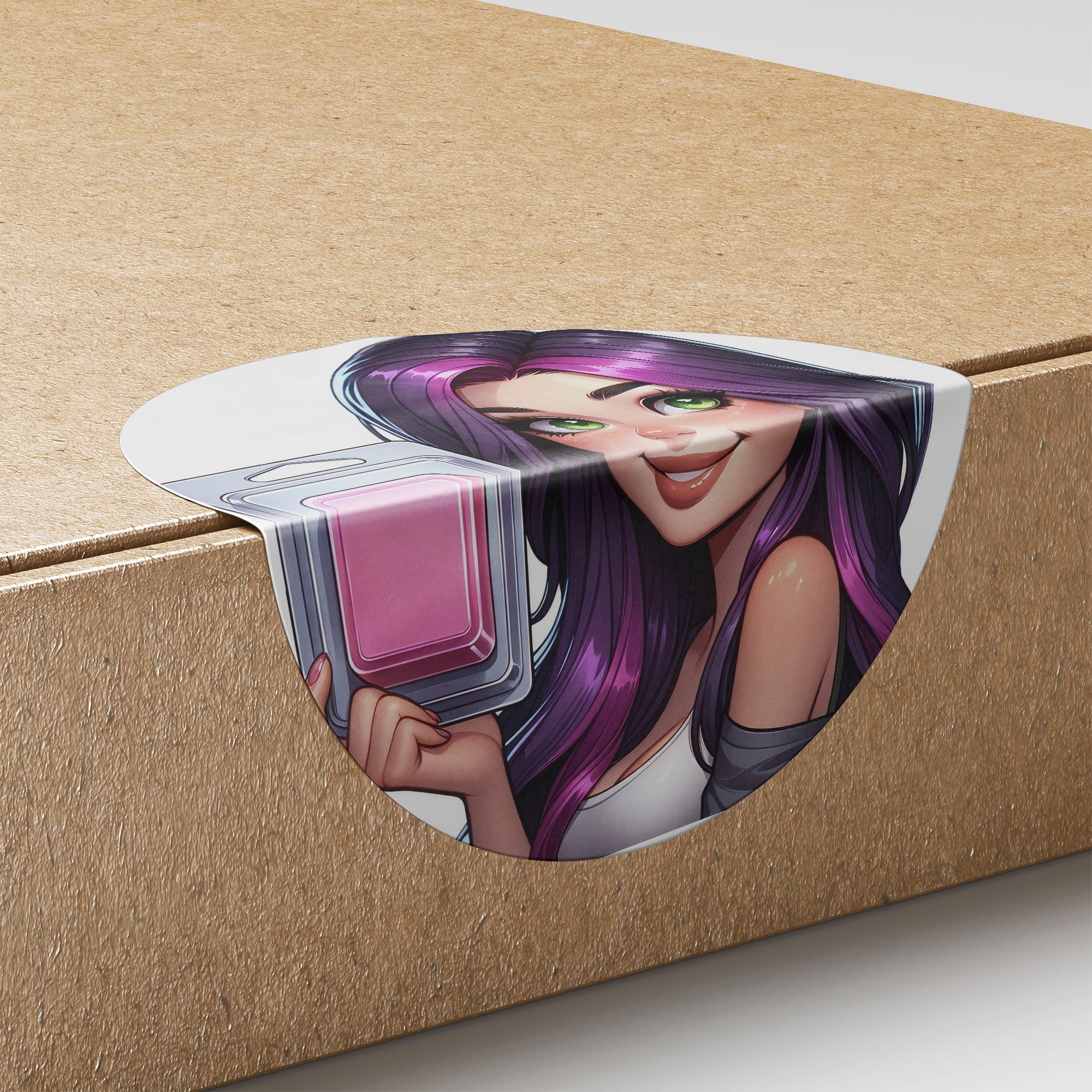 Purple Hair Woman Wax Melt Avatar 2 Circle Stickers