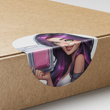 Load image into Gallery viewer, Purple Hair Woman Wax Melt Avatar 2 Circle Stickers
