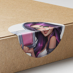 Purple Hair Woman Wax Melt Avatar 2 Circle Stickers