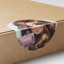 Load image into Gallery viewer, Brown Hair Woman Wax Melt Avatar 2 Circle Stickers
